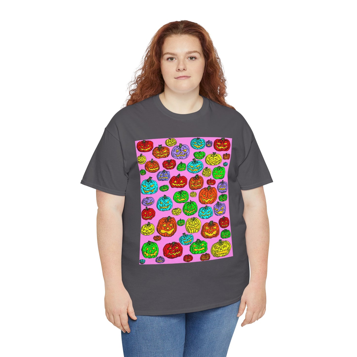 Colorful Pumpkin Graphic Tee, Unisex Cotton T-Shirt, Halloween Costume, Fall Apparel, Trendy Graphic Shirt, Casual Wear