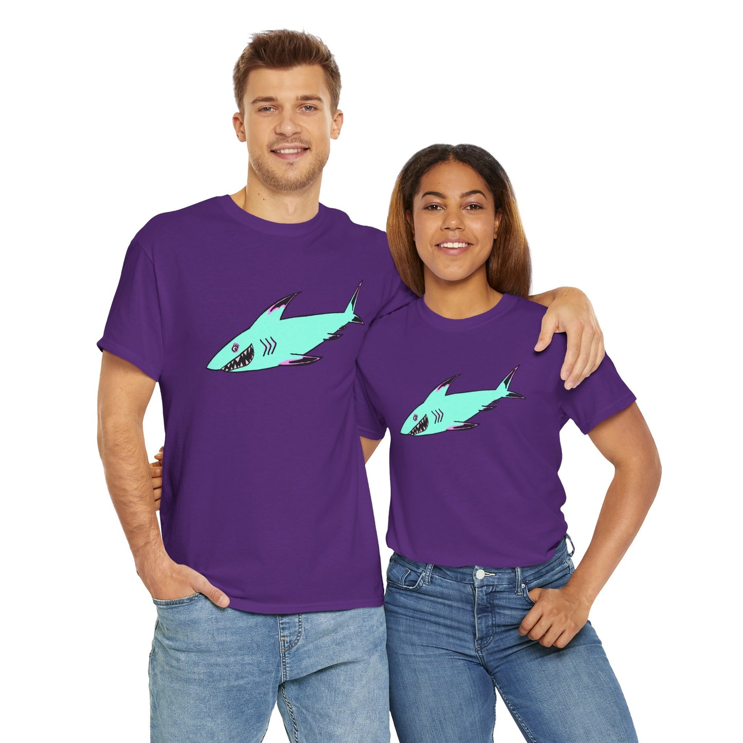 Cool Shark Graphic Unisex Heavy Cotton Tee, Ocean Lover Shirt, Beachwear, Casual Everyday Tee, Gift for Sharks Fans