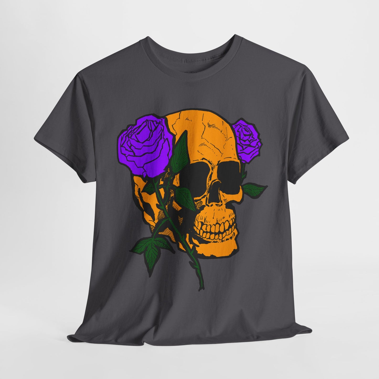 Skull and Roses Unisex Tee, Gothic Aesthetic Shirt, Vintage Graphic T-Shirt, Streetwear Essentials, Edgy Casual Wear