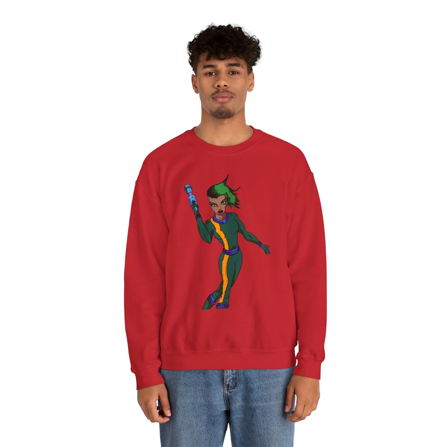 Heroic Vibes Crewneck Sweatshirt with Bold Design
