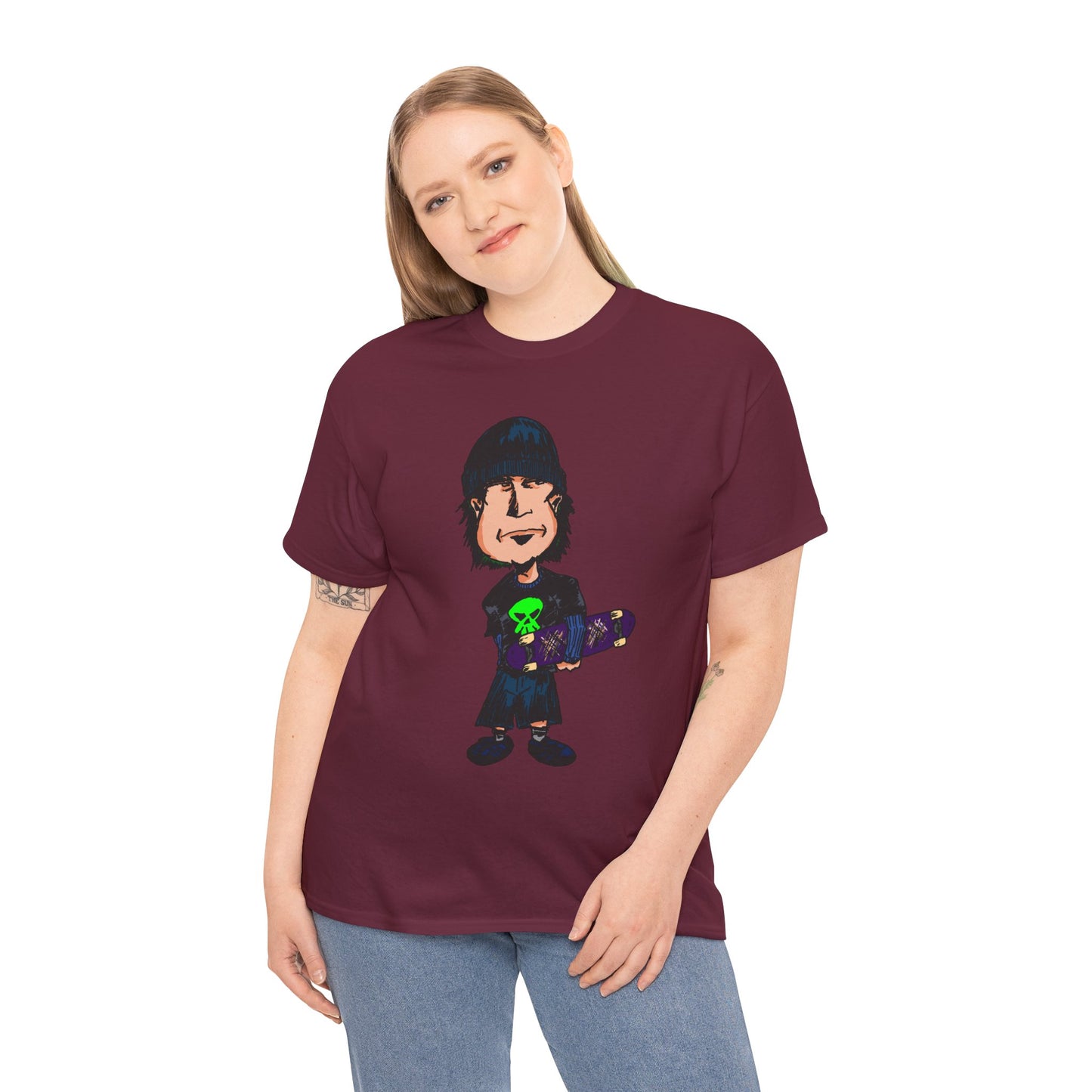 Rude Skater Dude - Skate Punk Cartoon Tee – Boy with Skateboard Graphic Shirt