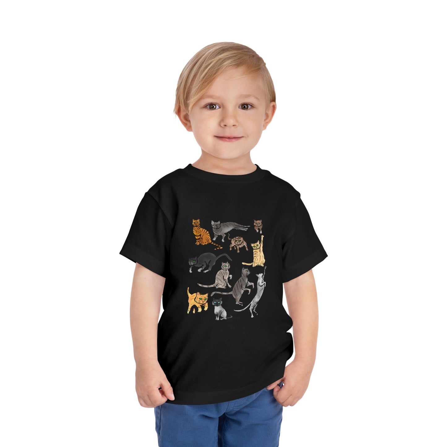 Toddler Tee — Playful Cat Pack Graphic Shirt for Kids