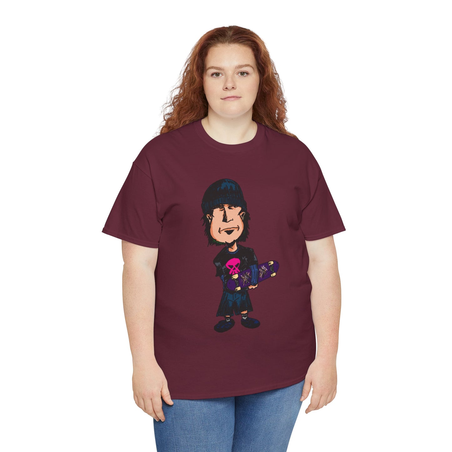 Rude Skater Dude - Skate Punk - Skater Kid Cartoon T‑Shirt — Cute Skateboarder Graphic Tee