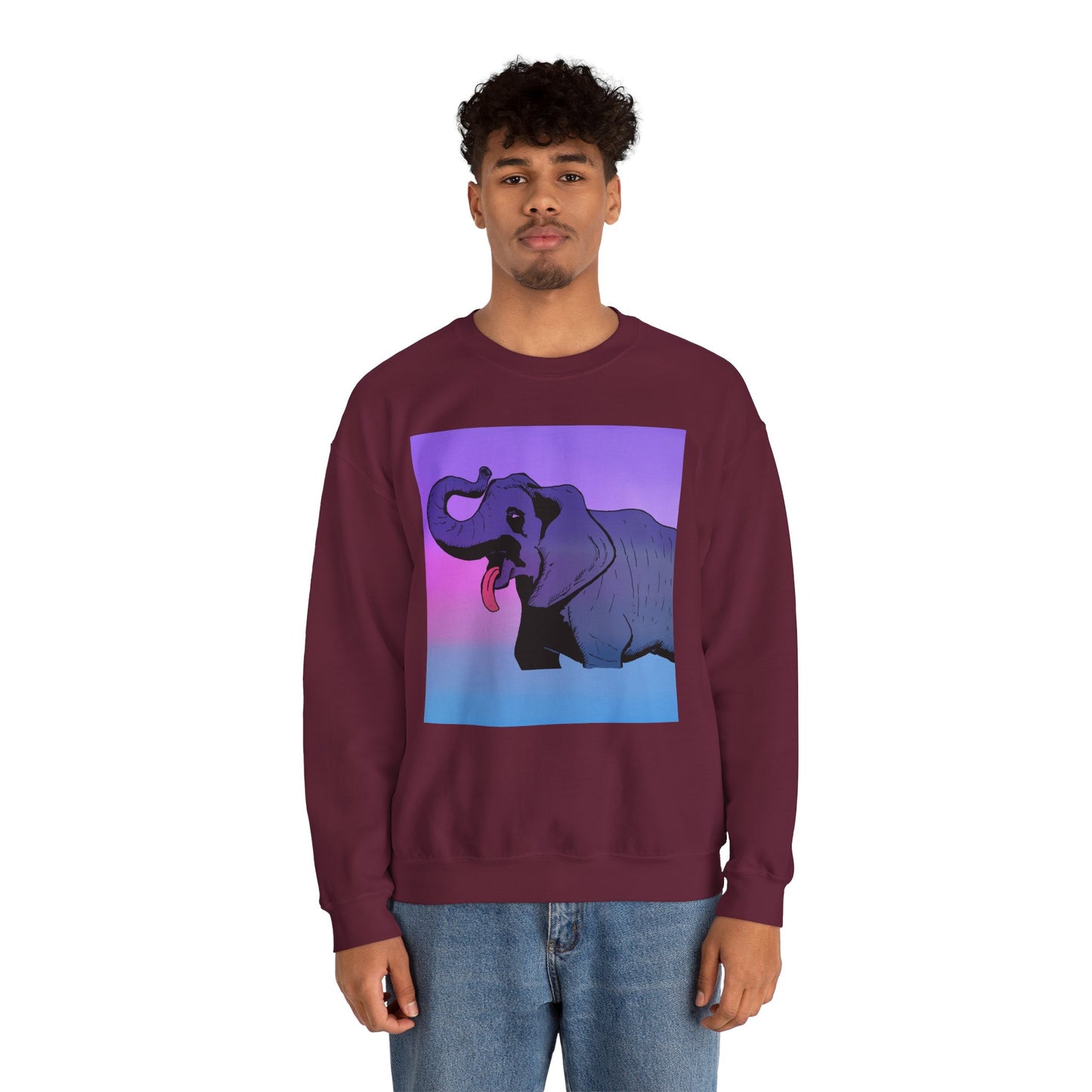 Elephant Art Unisex Crewneck Sweatshirt – Vibrant and Cozy Statement Piece