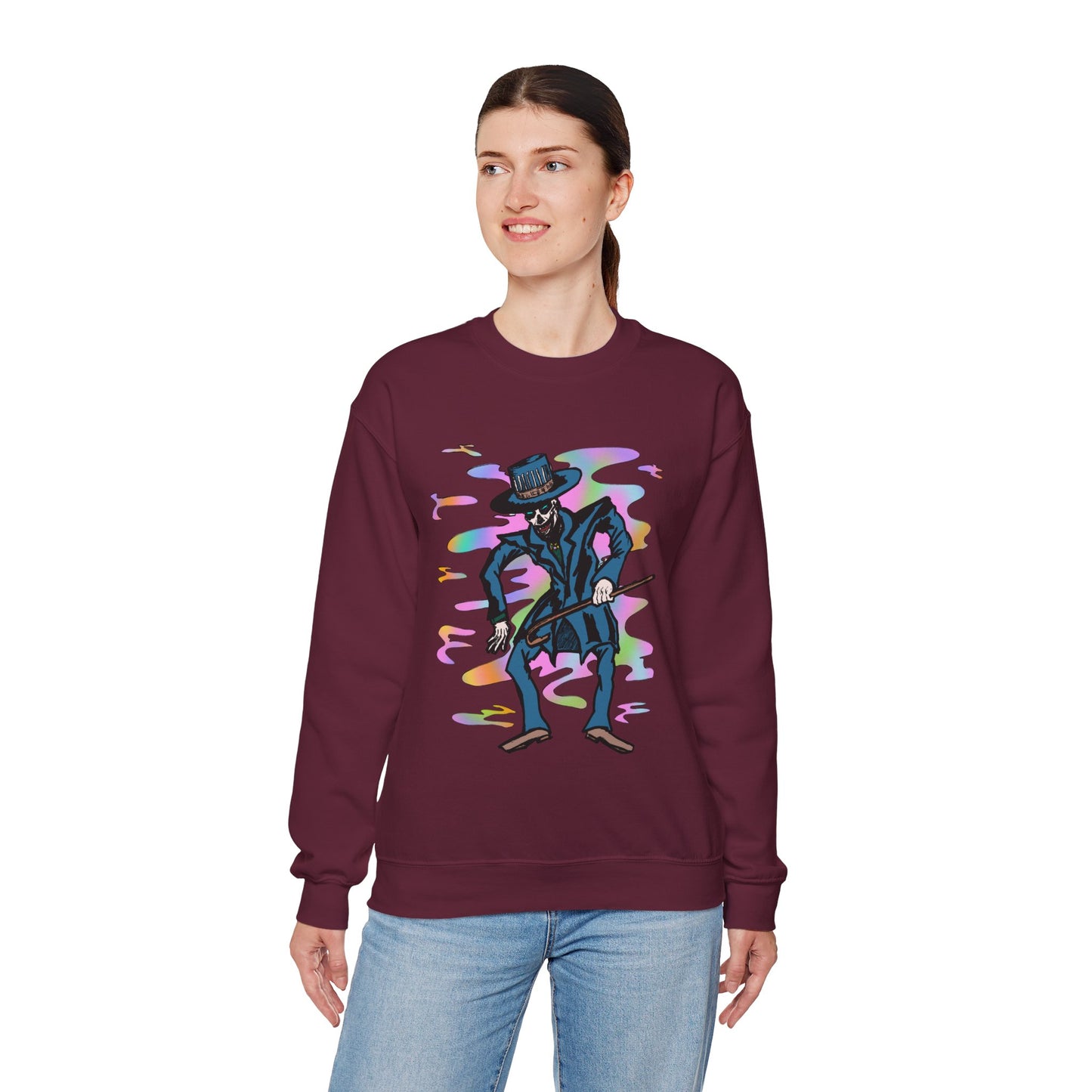 Vibrant Voodoo Graphic Crewneck Sweatshirt - Unisex Halloween Vibe