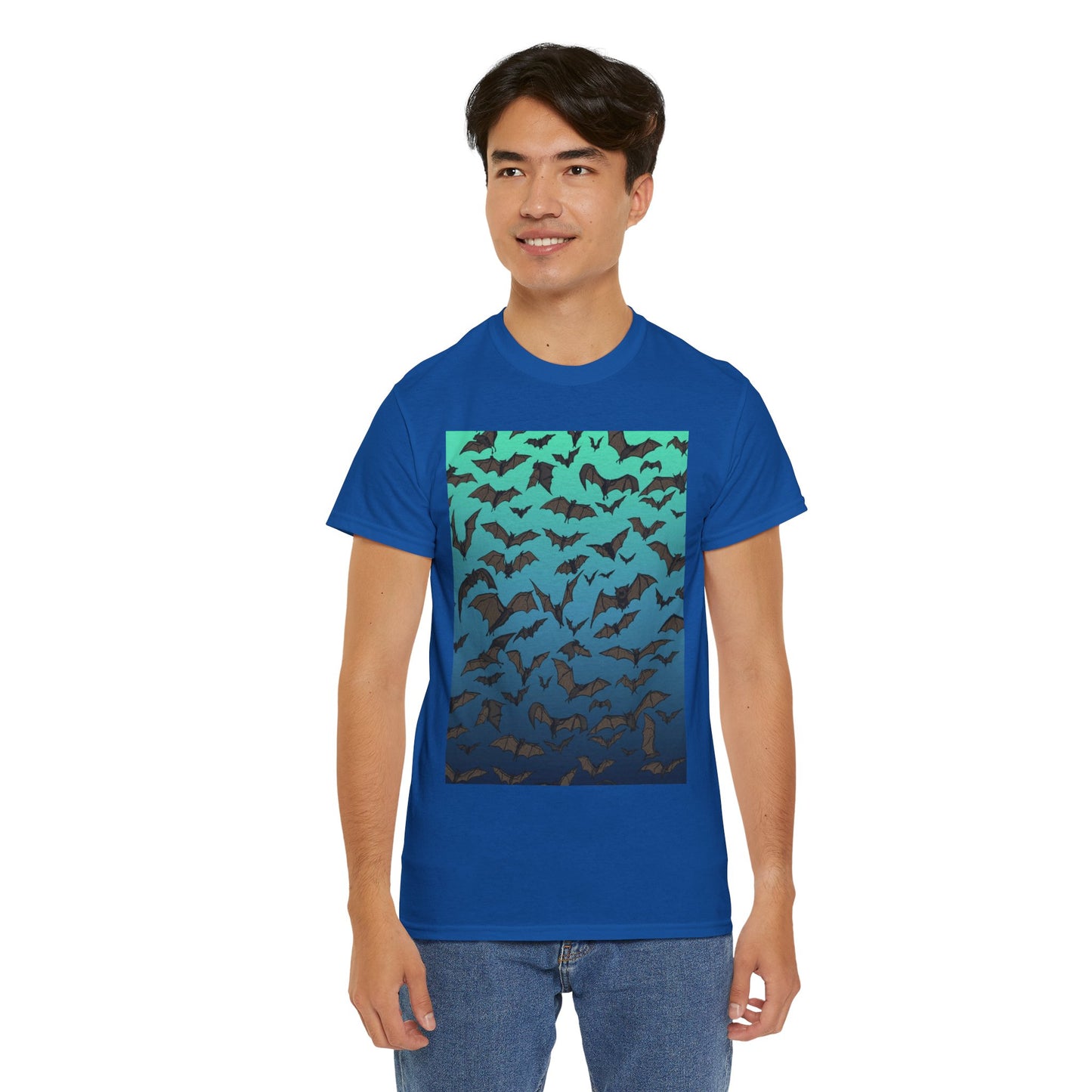 Bat Swarm Graphic Tee — Gradient Night Flight T-Shirt