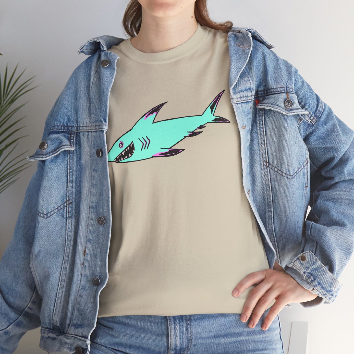 Cool Shark Graphic Unisex Heavy Cotton Tee, Ocean Lover Shirt, Beachwear, Casual Everyday Tee, Gift for Sharks Fans