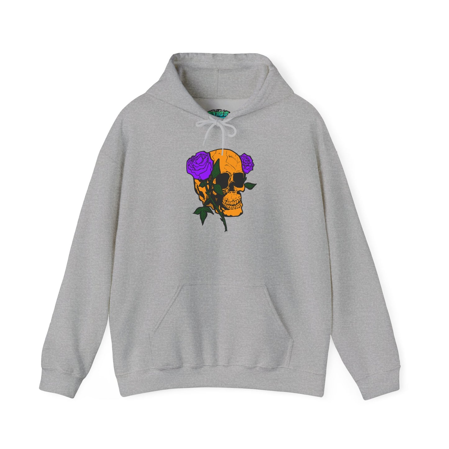 Skull & Roses Hooded Sweatshirt - Unisex Heavy Blend, Perfect for Halloween, Casual Wear, Street Style, Gifts for Her, Trendy Fashion