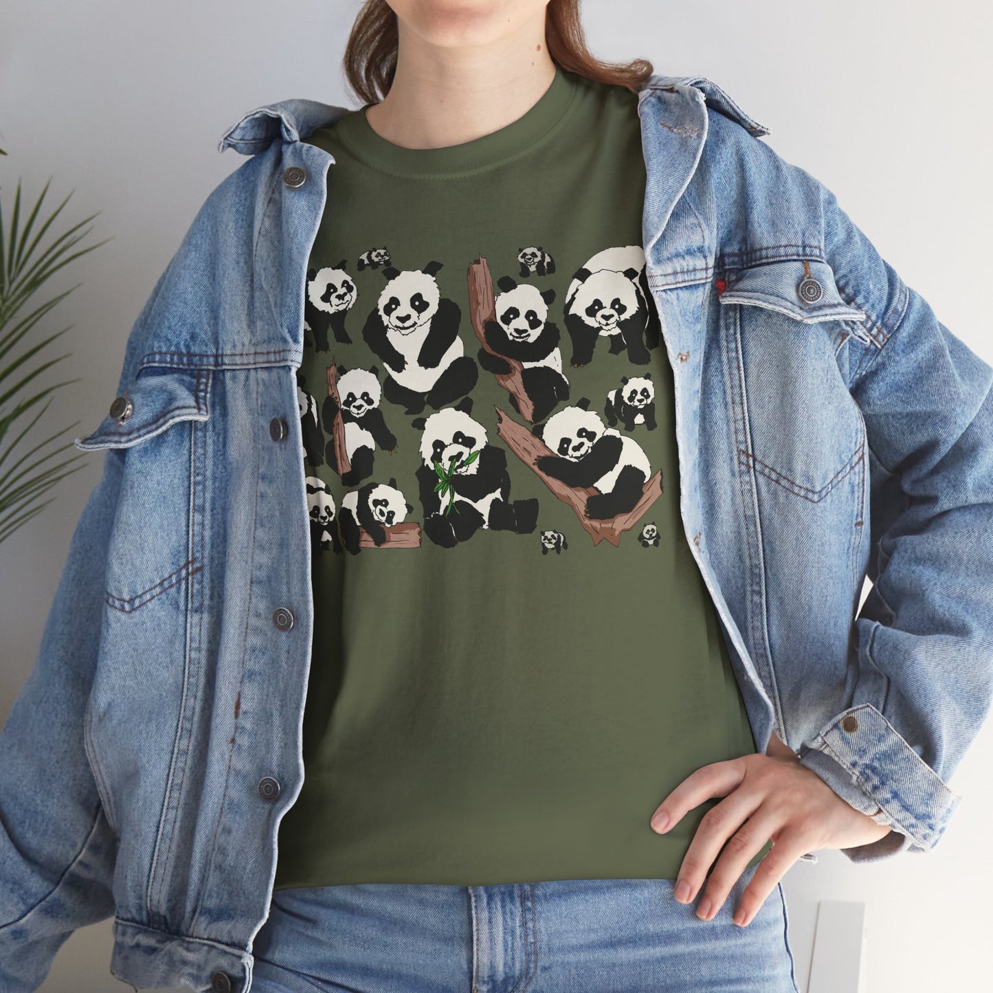 Cute Panda Design Unisex Heavy Cotton Tee | Animal Lover Gift, Casual Wear, Eco-Friendly Apparel, Nature Enthusiast Clothing