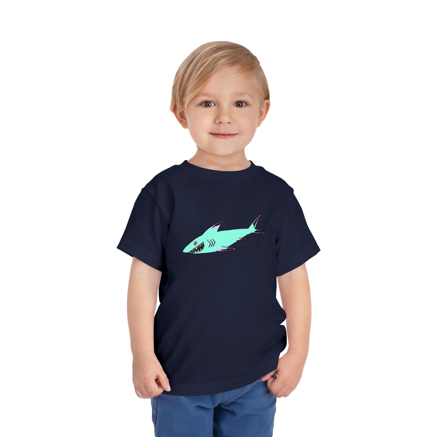 Toddler Tee — Cute Teal Shark Graphic Kids T‑Shirt