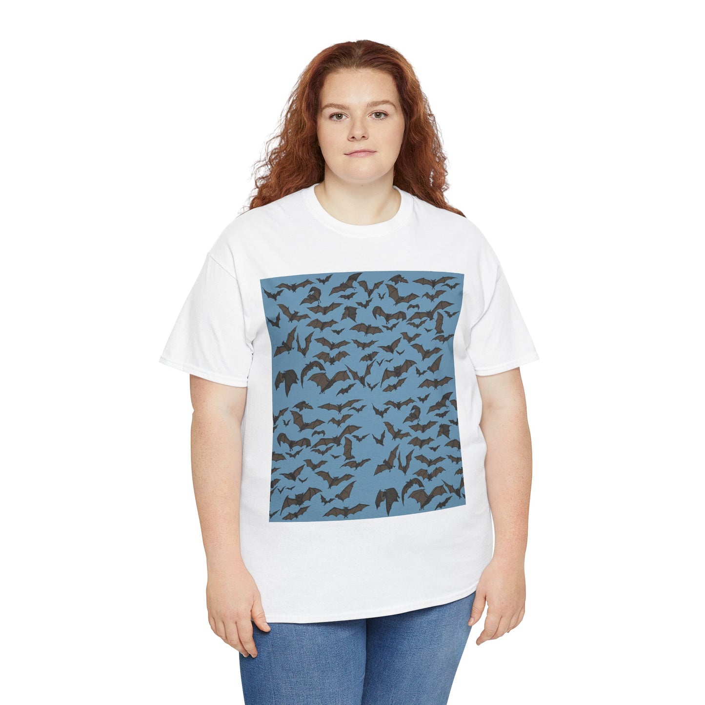 Unisex Bat Print Cotton Tee, Casual Graphic Tee, Halloween Apparel, Unique Gift for Animal Lovers, Stylish Everyday Wear