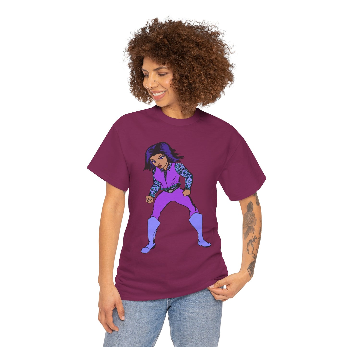 Retro Cartoon Hero Woman Character Unisex Heavy Cotton Tee, Vintage Graphic Tee, Fun T-Shirt, Gift for Fans, Casual Wear, Everyday Tee