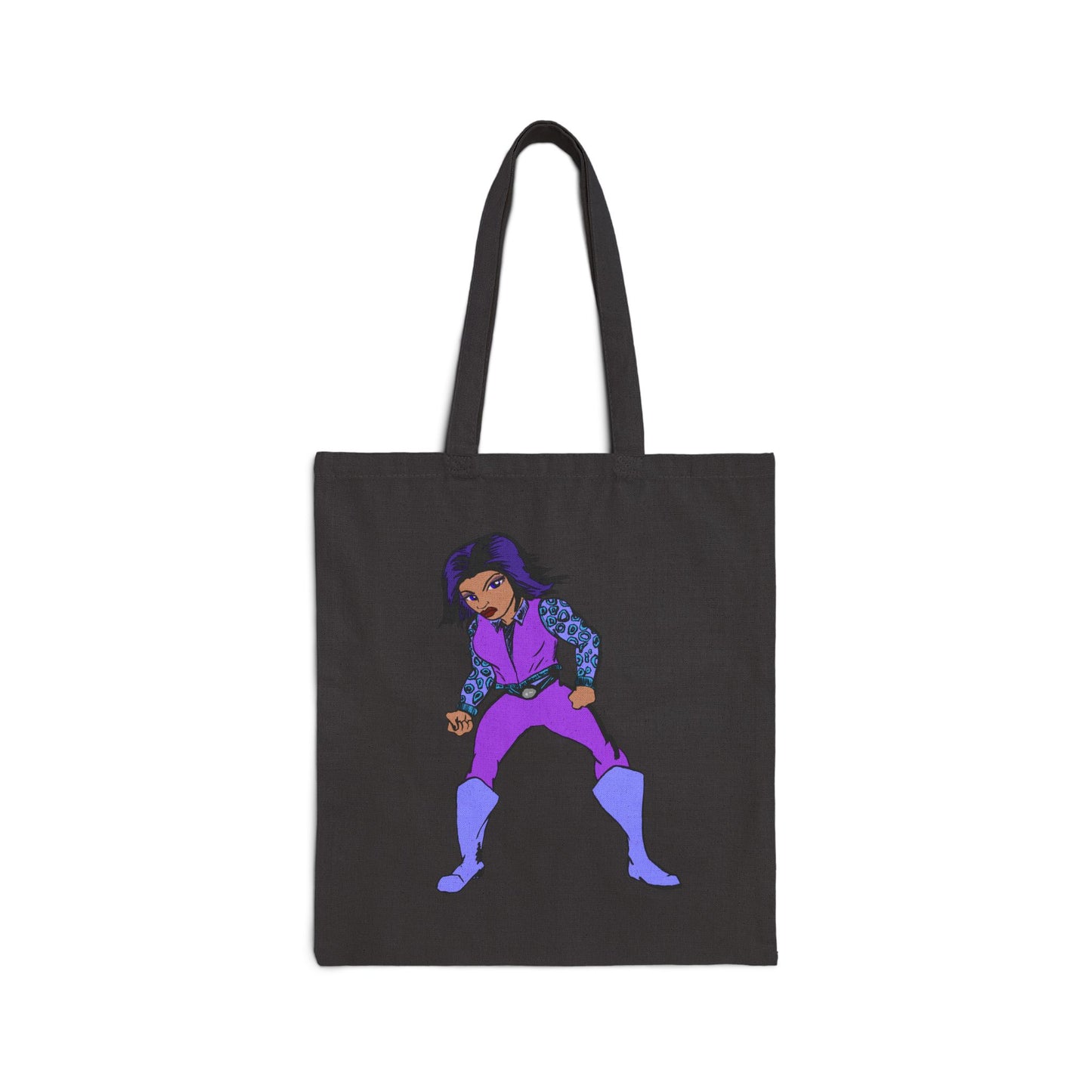 Canvas Tote Bag — Retro Purple Superhero Illustration Tote for Fans & Everyday Use