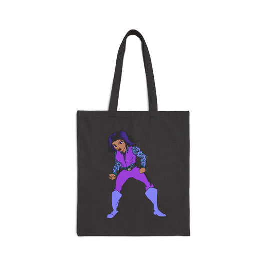 Canvas Tote Bag — Retro Purple Superhero Illustration Tote for Fans & Everyday Use