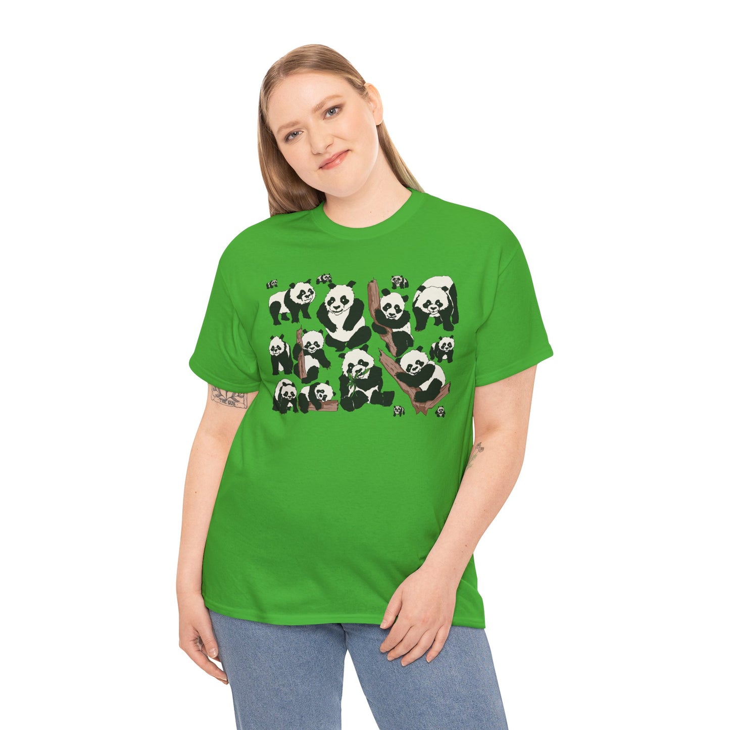 Cute Panda Design Unisex Heavy Cotton Tee | Animal Lover Gift, Casual Wear, Eco-Friendly Apparel, Nature Enthusiast Clothing