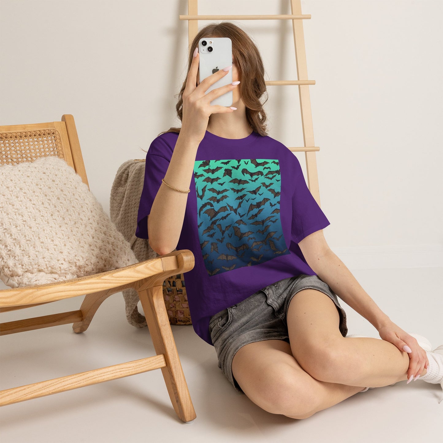 Bat Swarm Graphic Tee — Gradient Night Flight T-Shirt