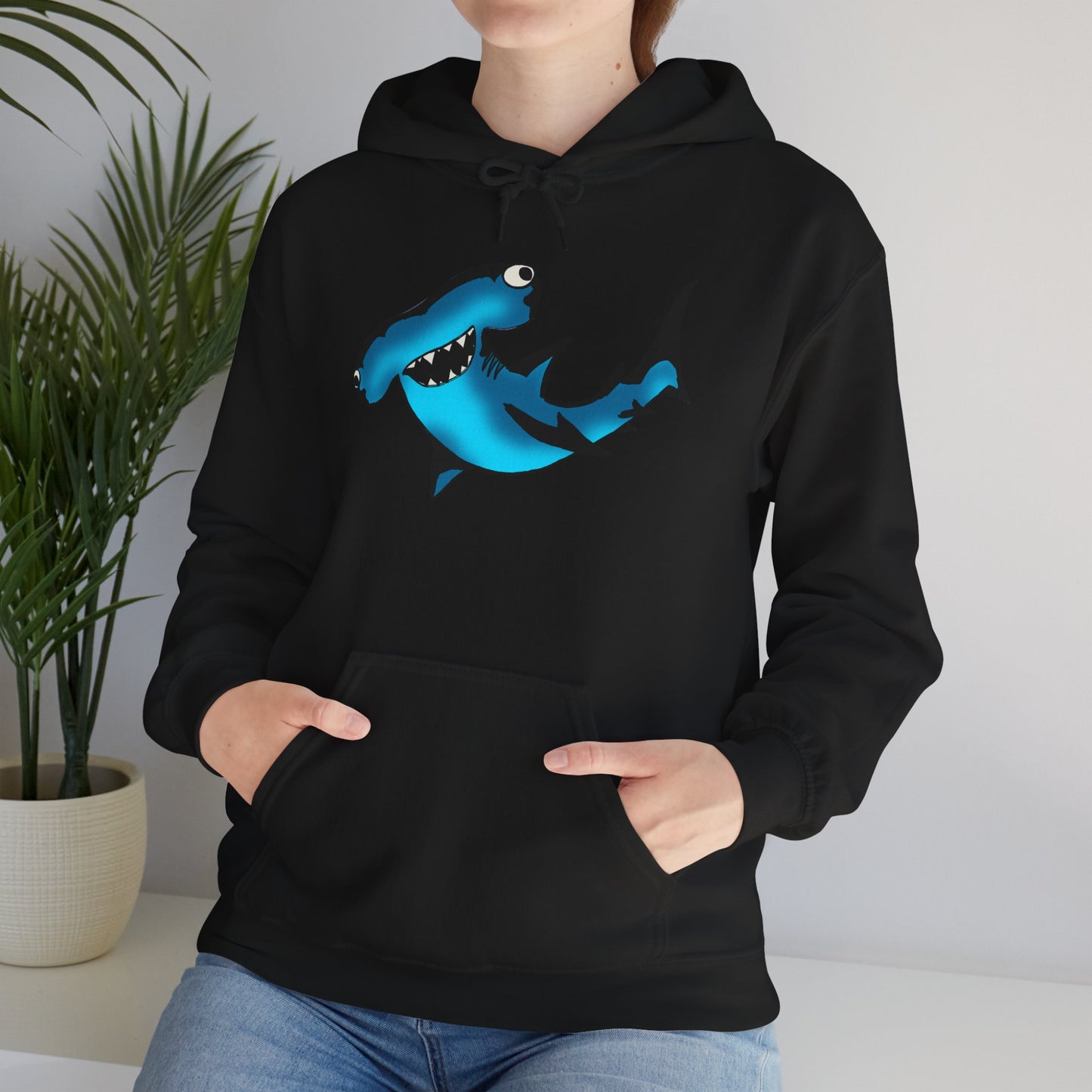 Harley Hammerhead Shark Design Unisex Hooded Sweatshirt, Funny Gift for Ocean Lovers, Casual Wear, Beach Days, Unique Apparel, Birthday Present