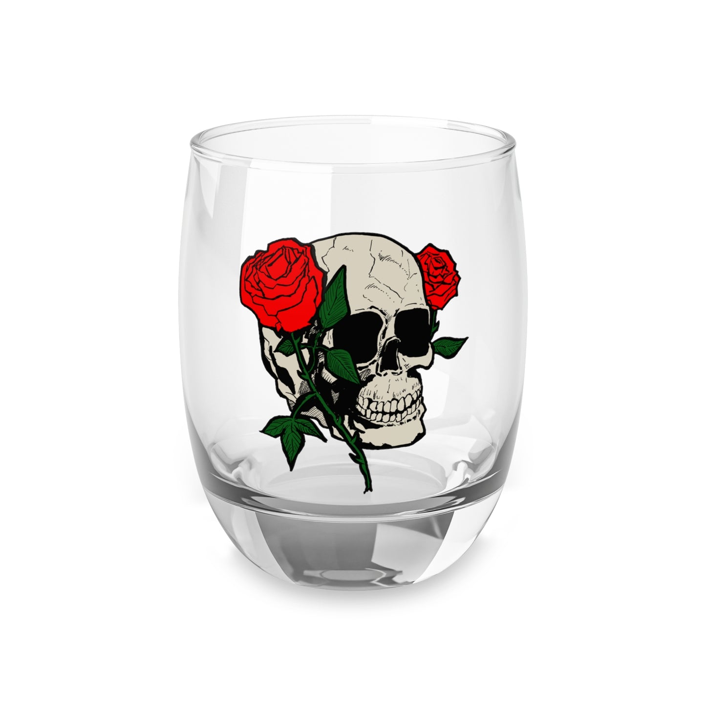 Edgy Skull and Rose Whiskey Glass - Unique Barware for Spirit Lovers