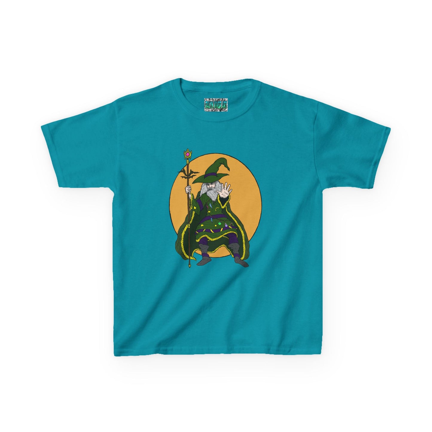 Wizard Holding a Magical Staff Kids Heavy Cotton™ Tee