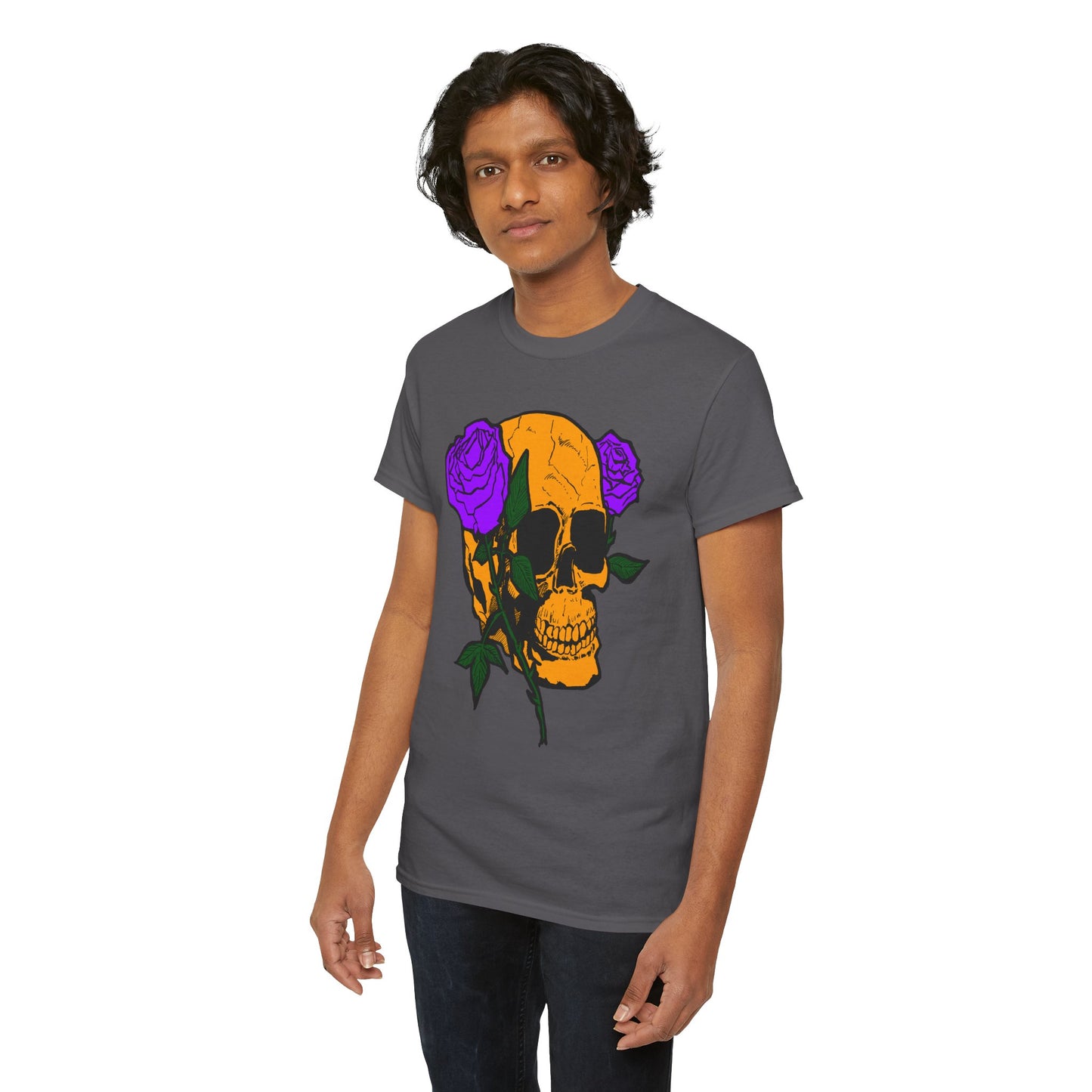 Skull and Roses Unisex Tee, Gothic Aesthetic Shirt, Vintage Graphic T-Shirt, Streetwear Essentials, Edgy Casual Wear