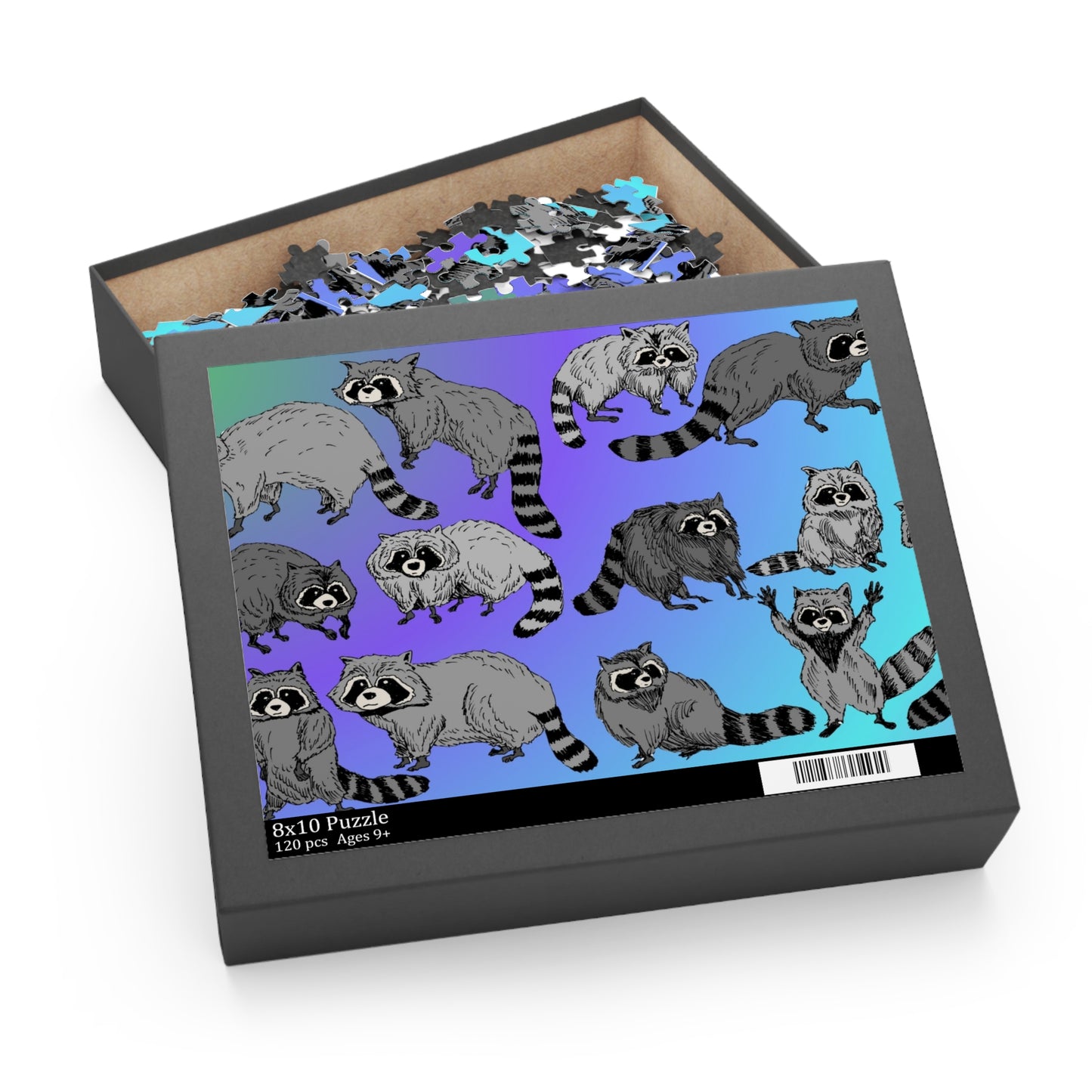 Raccoon Pattern Puzzle — Cute Raccoon Jigsaw (120/252/500 Piece)
