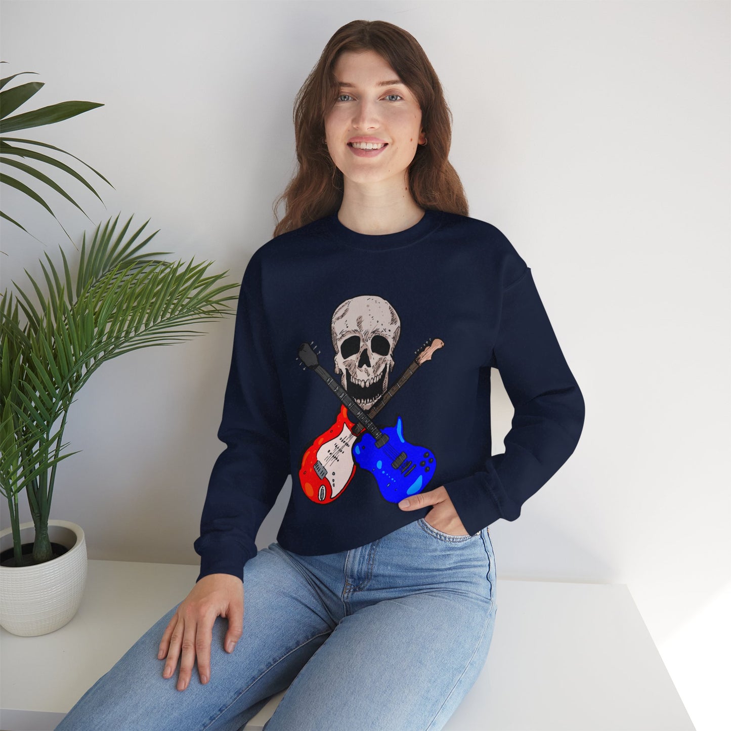 Skull and Guitar Crewneck Sweatshirt