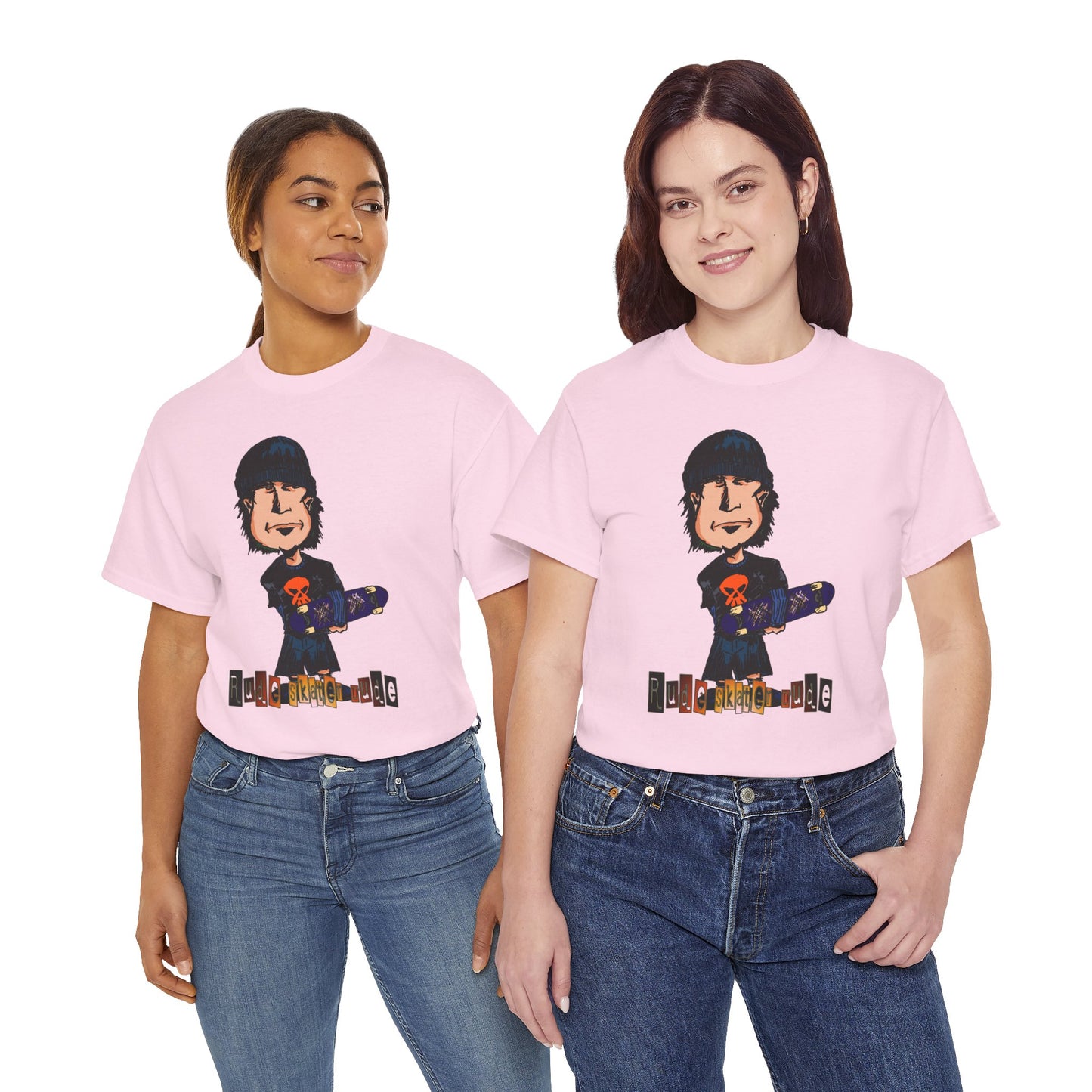 Rude Skater Dude Cartoon Skate Punk T-Shirt — Skateboarding Tee with Skull Design