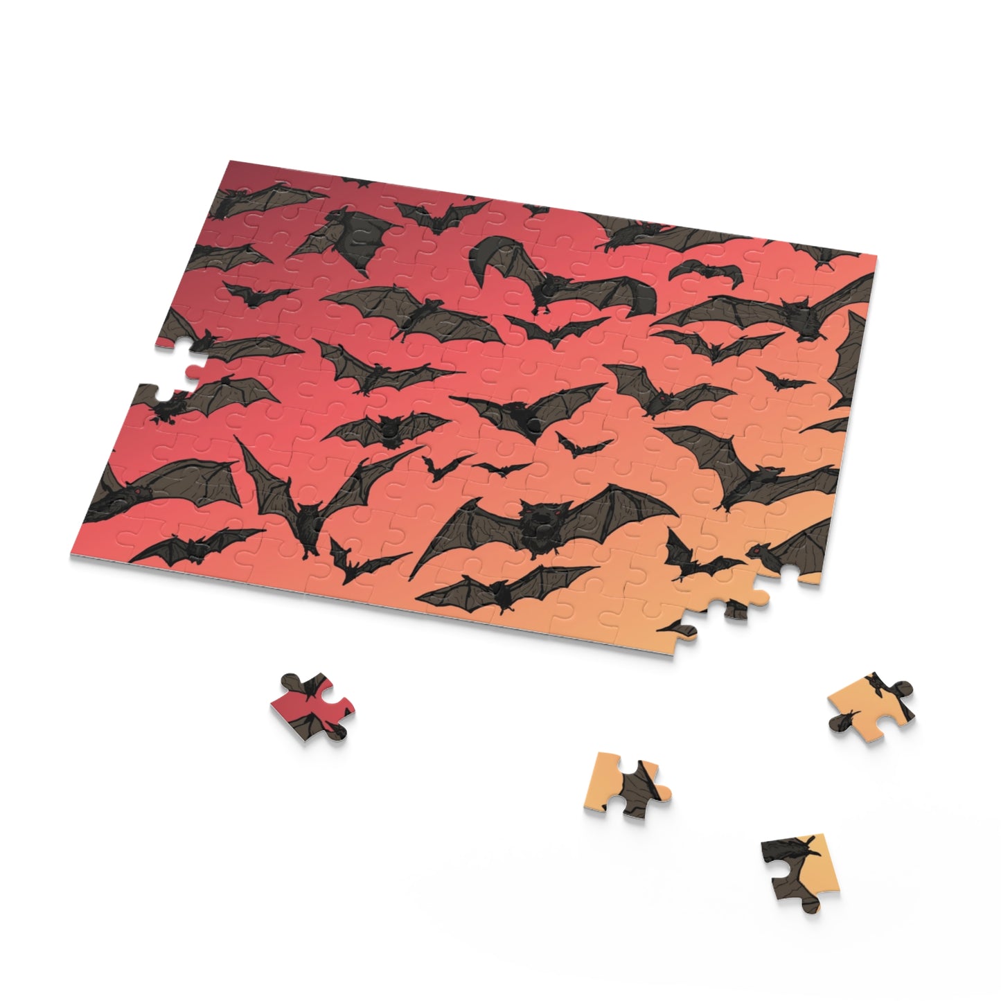Bat Swarm Gradient Puzzle — 120/252/500-Piece Halloween Jigsaw