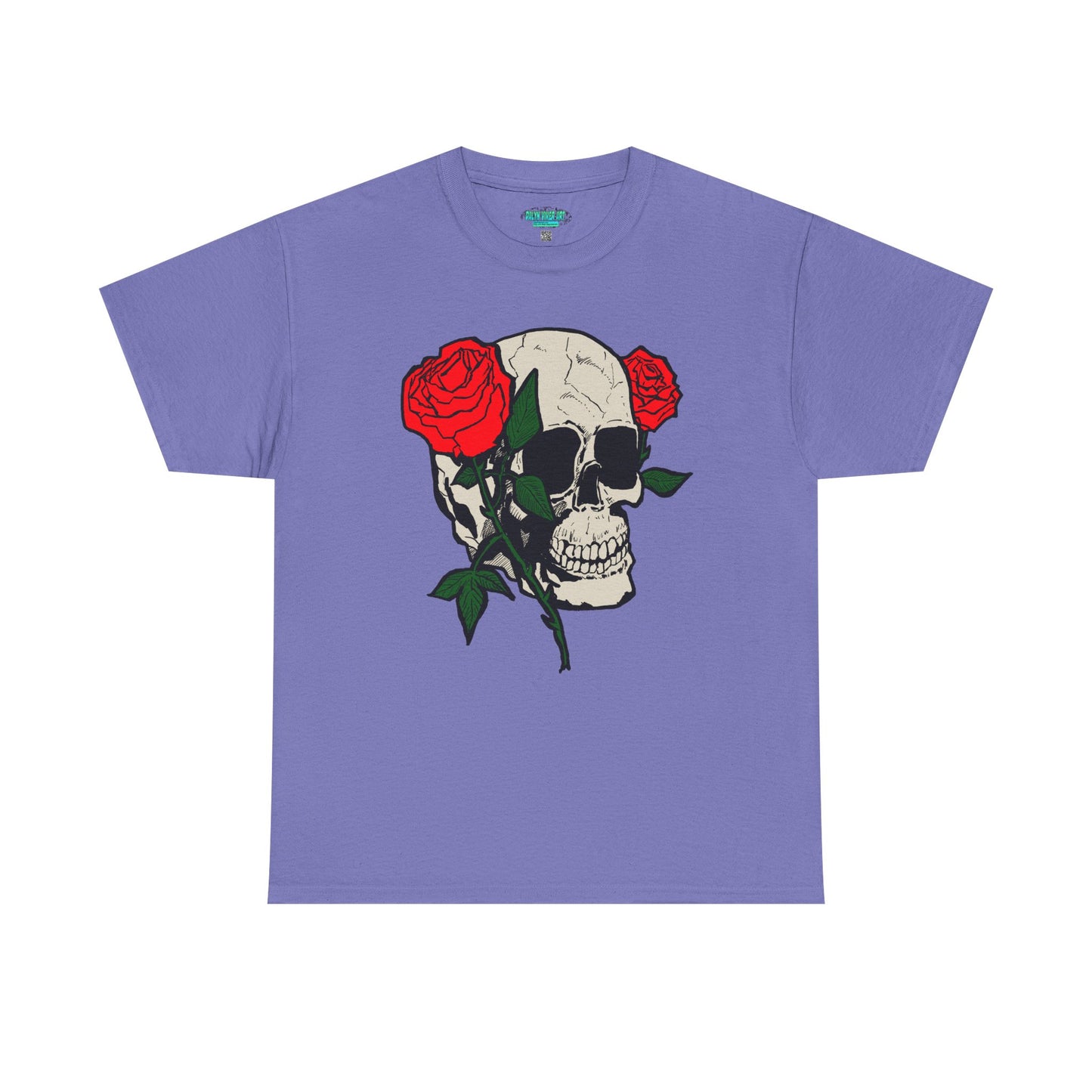 Skull & Roses Unisex Heavy Cotton Tee - Edgy Graphic T-Shirt for Casual Style