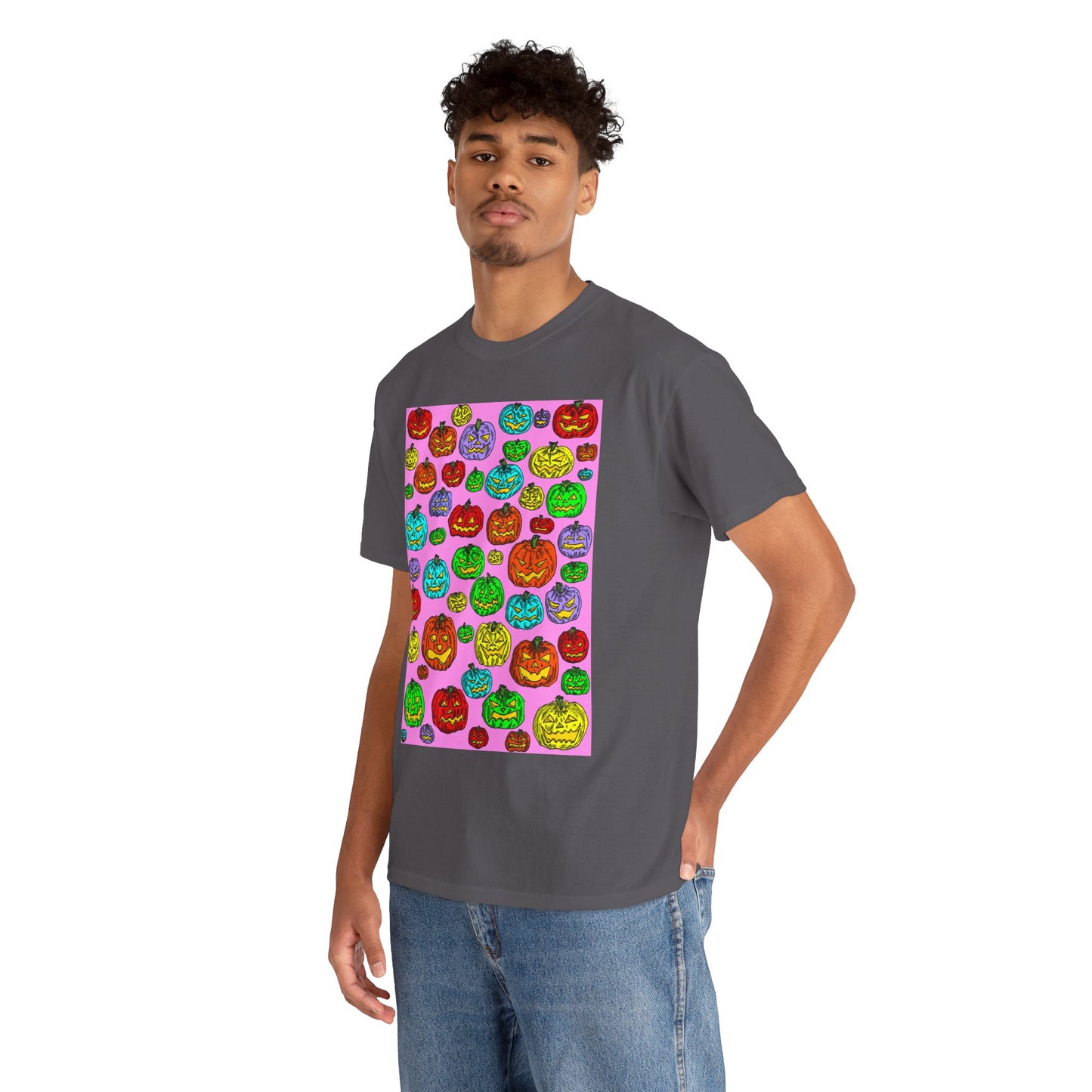 Colorful Pumpkin Graphic Tee, Unisex Cotton T-Shirt, Halloween Costume, Fall Apparel, Trendy Graphic Shirt, Casual Wear