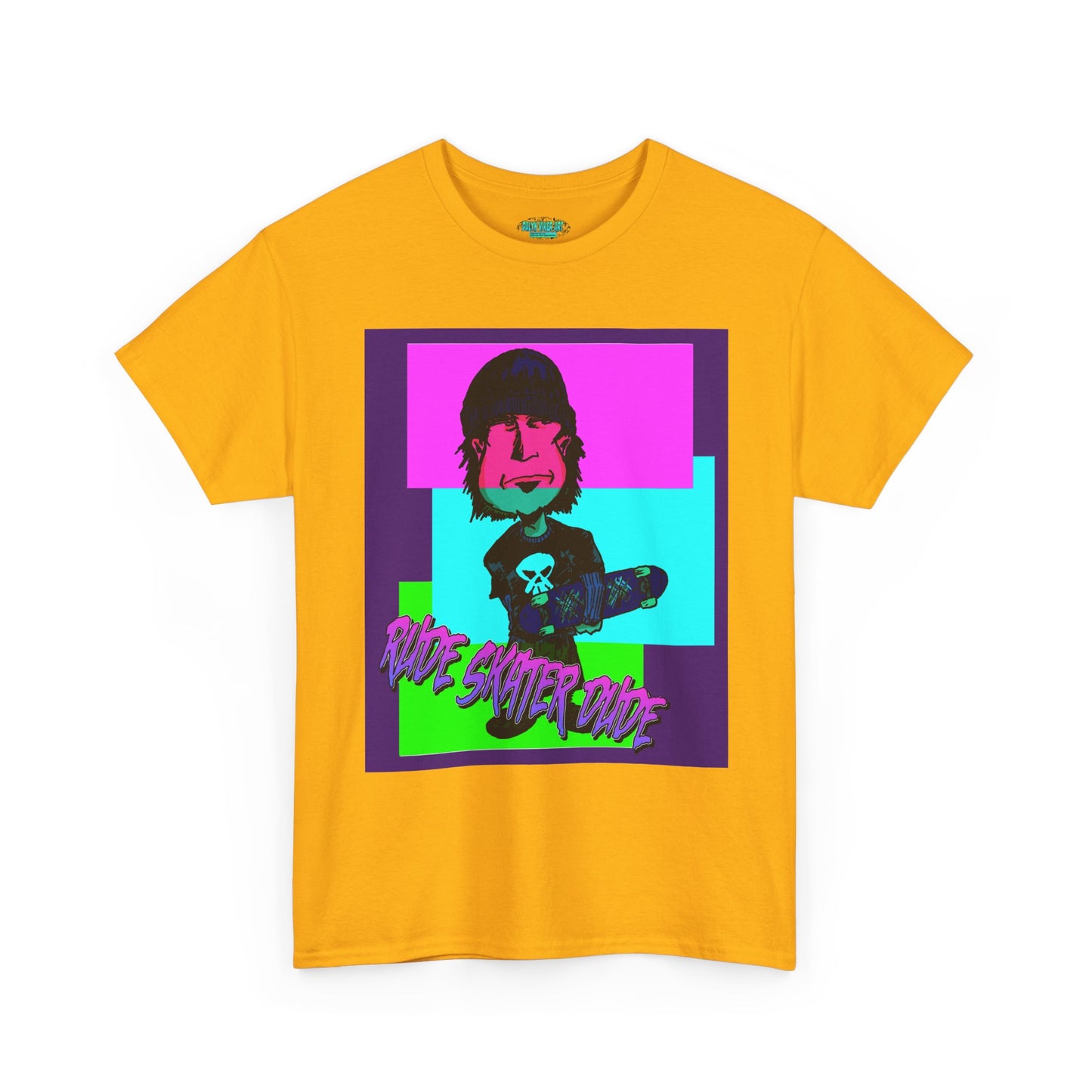 Retro Neon Skateboard Tee — "Rude Skater Dude" Graphic