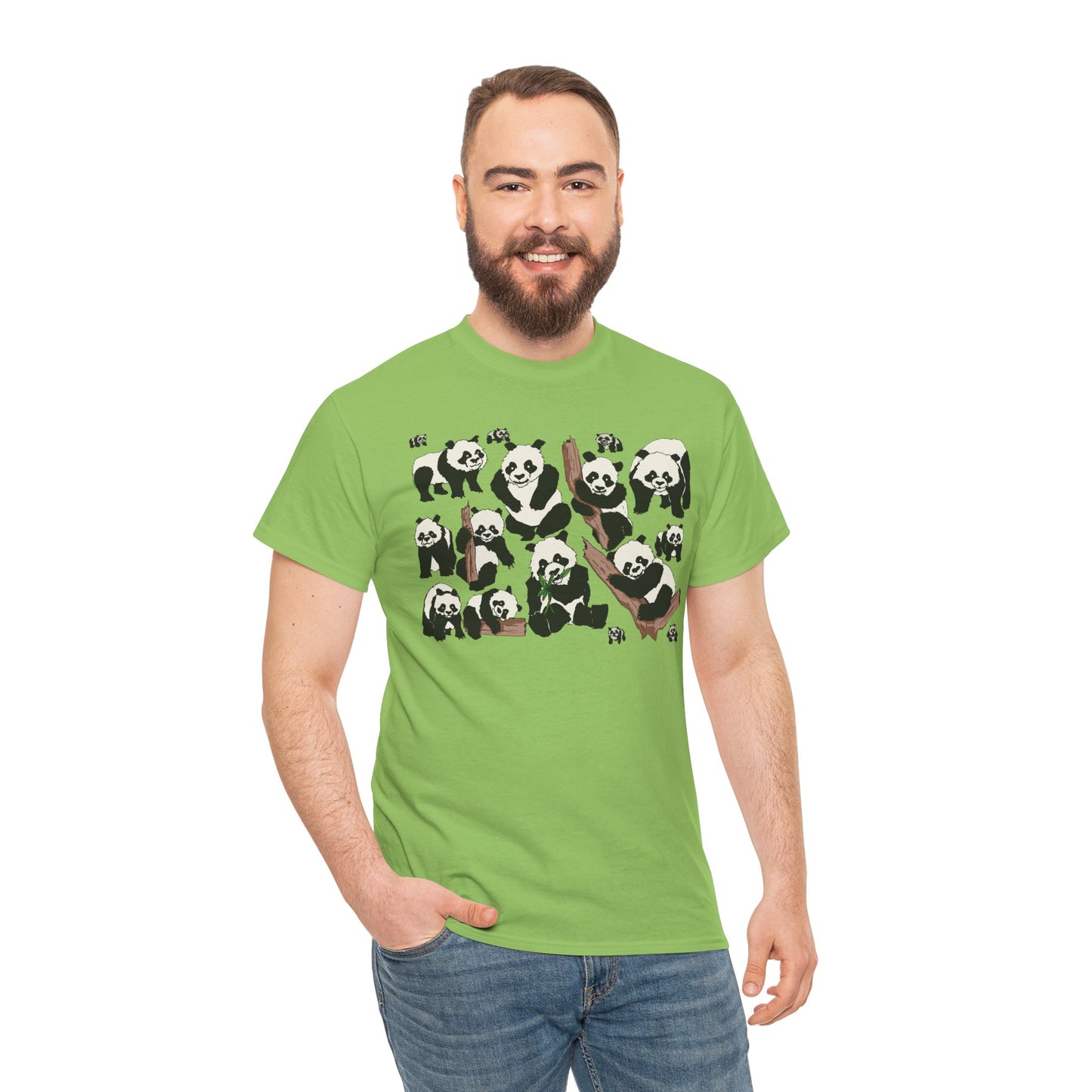 Cute Panda Design Unisex Heavy Cotton Tee | Animal Lover Gift, Casual Wear, Eco-Friendly Apparel, Nature Enthusiast Clothing