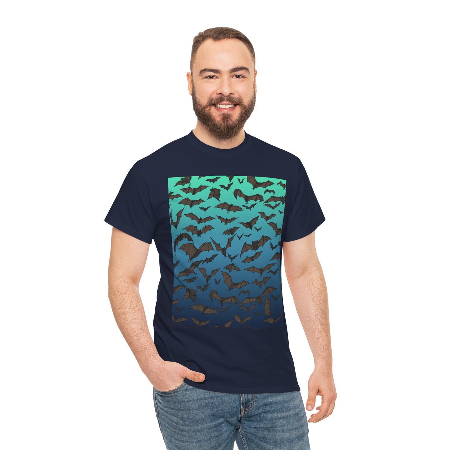 Bat Swarm Graphic Tee — Gradient Night Flight T-Shirt