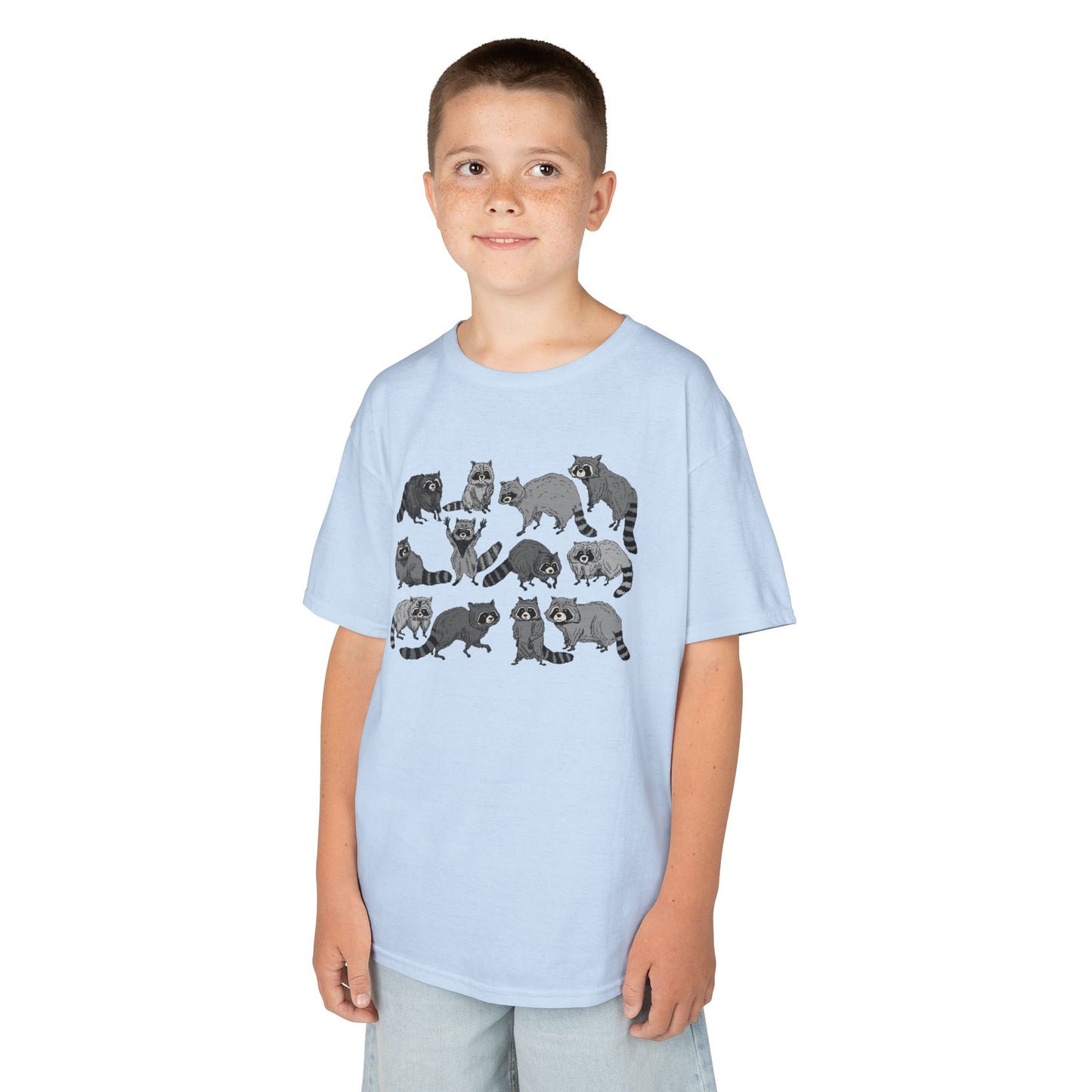 Cute Raccoons Pattern Kids Tee, Animal Lover Gift, Funny Raccoon Shirt, Children's Apparel, Birthday Outfit, Pet Lover Tee