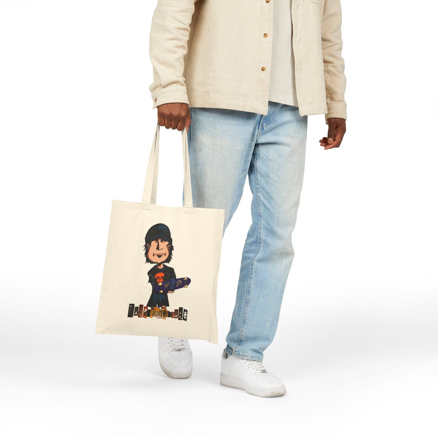 Rude Skater Dude - Skater Kid Cartoon Canvas Tote Bag