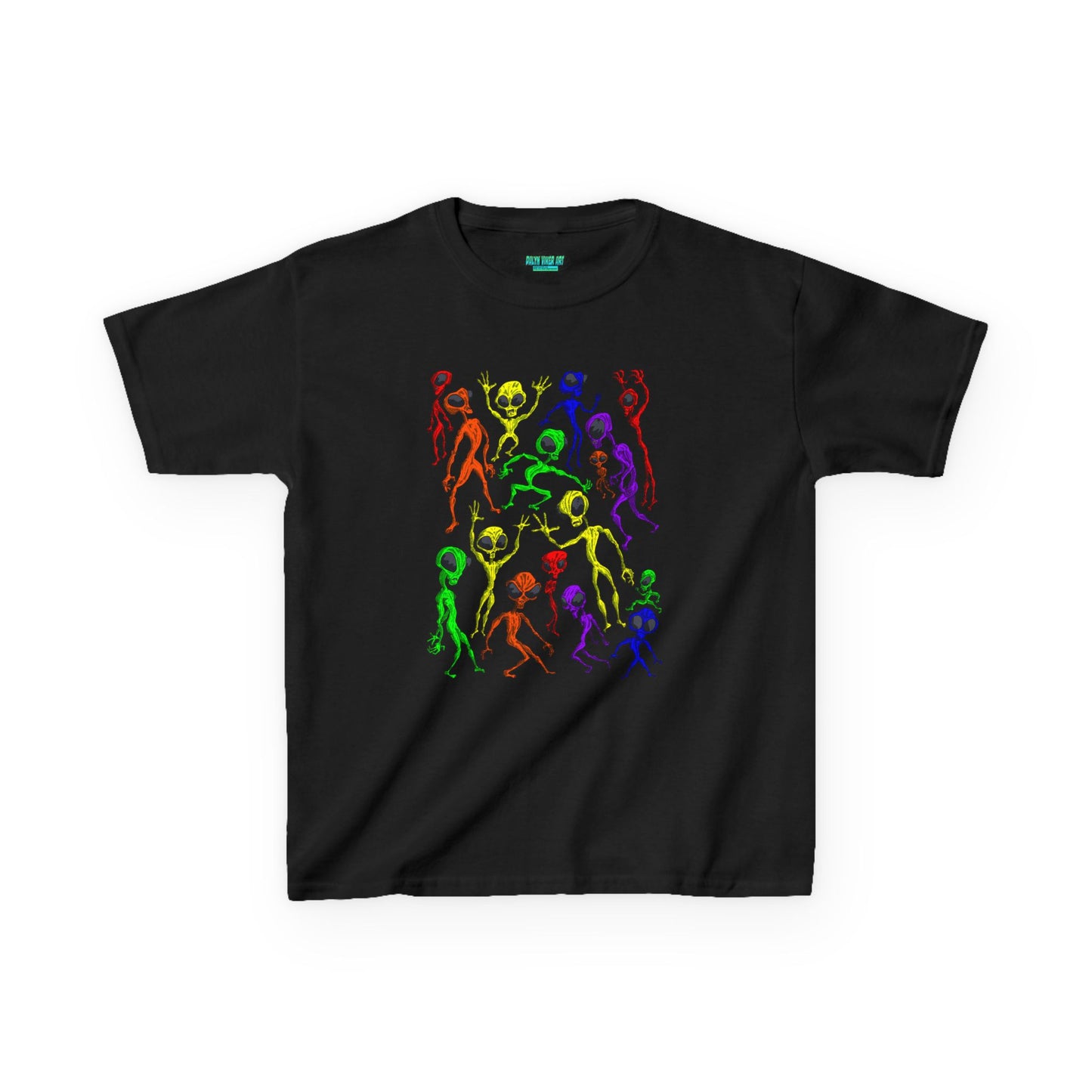 Colorful Alien Dance Party Kids Tee, Fun Graphic T-Shirt, Youth Summer Apparel, Gift for Young Dancers, Birthday Party Outfit, Festival Wear