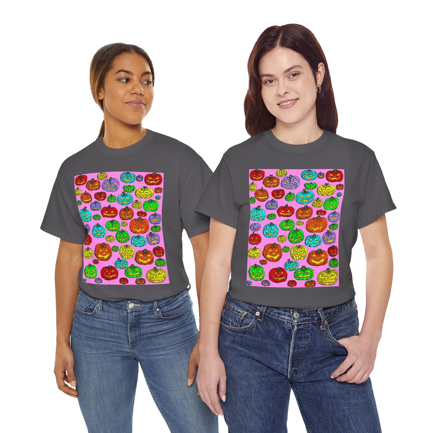 Colorful Pumpkin Graphic Tee, Unisex Cotton T-Shirt, Halloween Costume, Fall Apparel, Trendy Graphic Shirt, Casual Wear