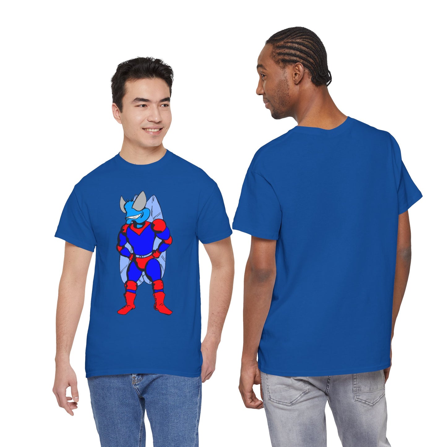 Astro-Fly Hero Graphic Tee - Blue & Red Superhero T-Shirt