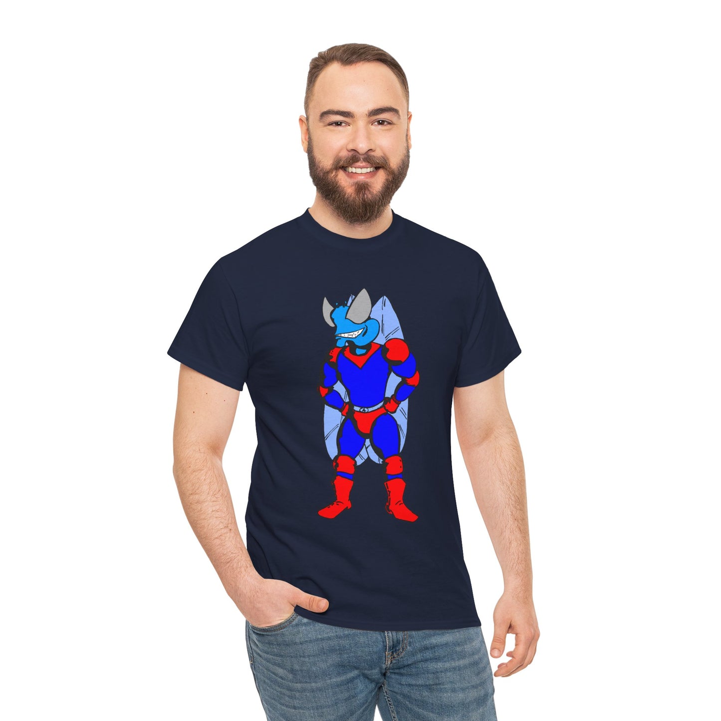 Astro-Fly Hero Graphic Tee - Blue & Red Superhero T-Shirt