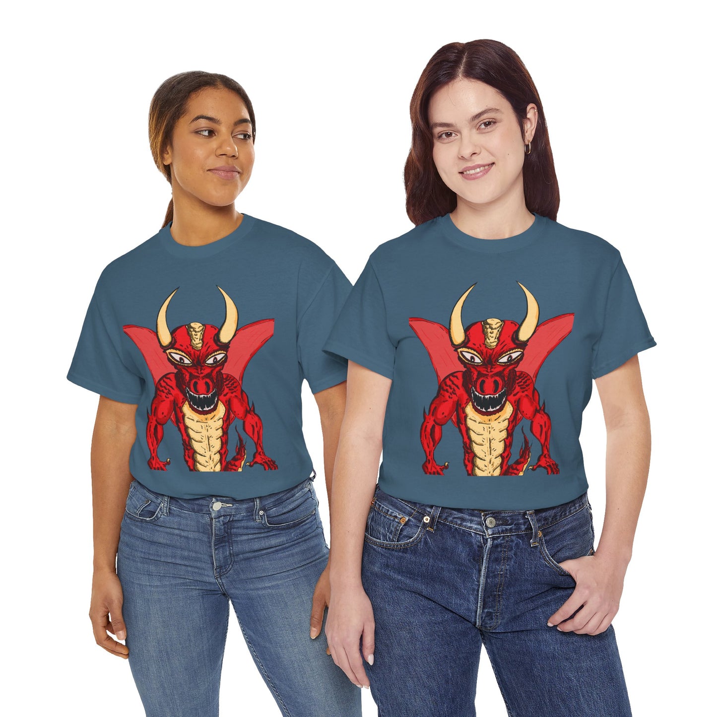 Bold Red Dragon Unisex Heavy Cotton Tee | Graphic Shirt for Anime Fans, Party Wear, Casual Outfit, Gift for Him/Her