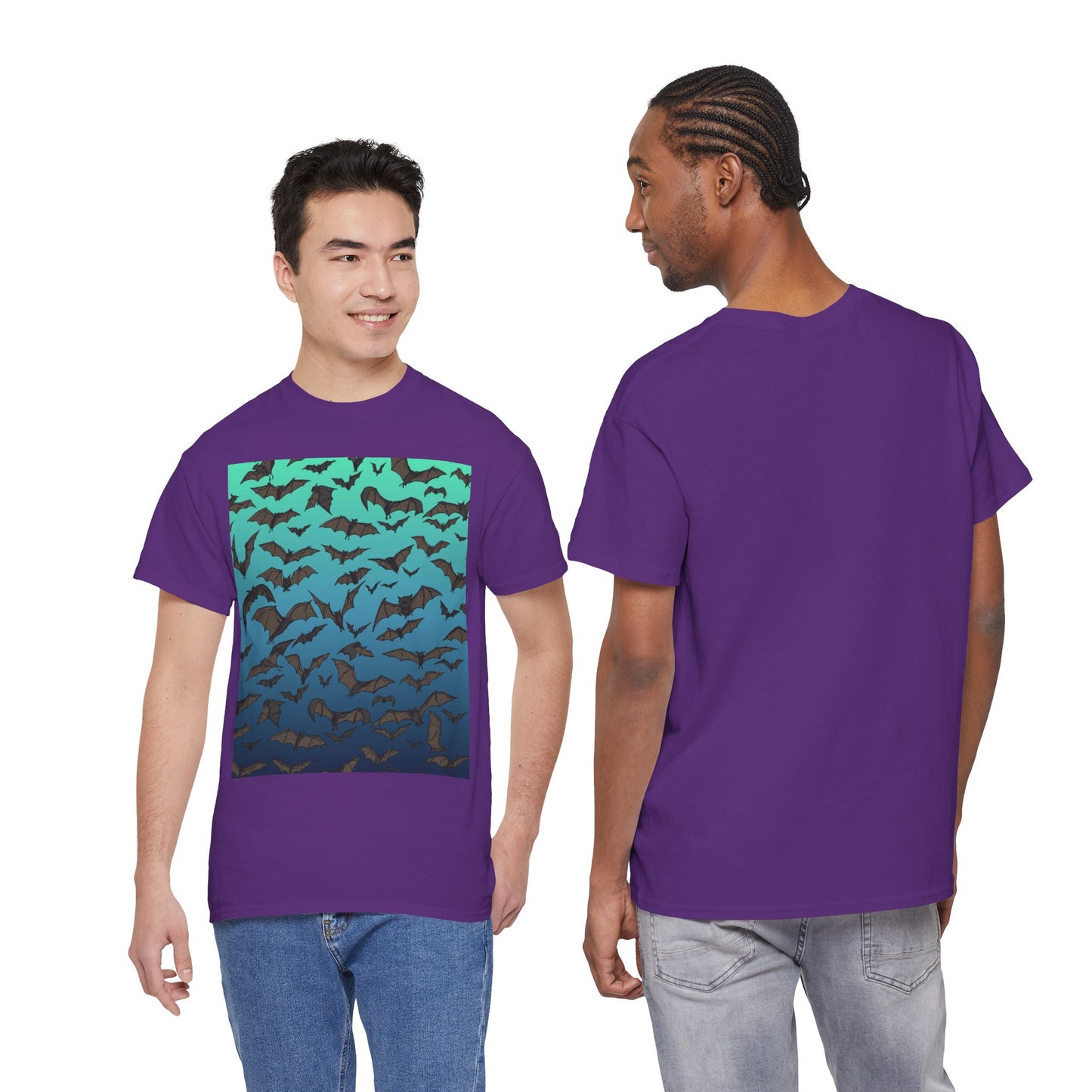 Bat Swarm Graphic Tee — Gradient Night Flight T-Shirt