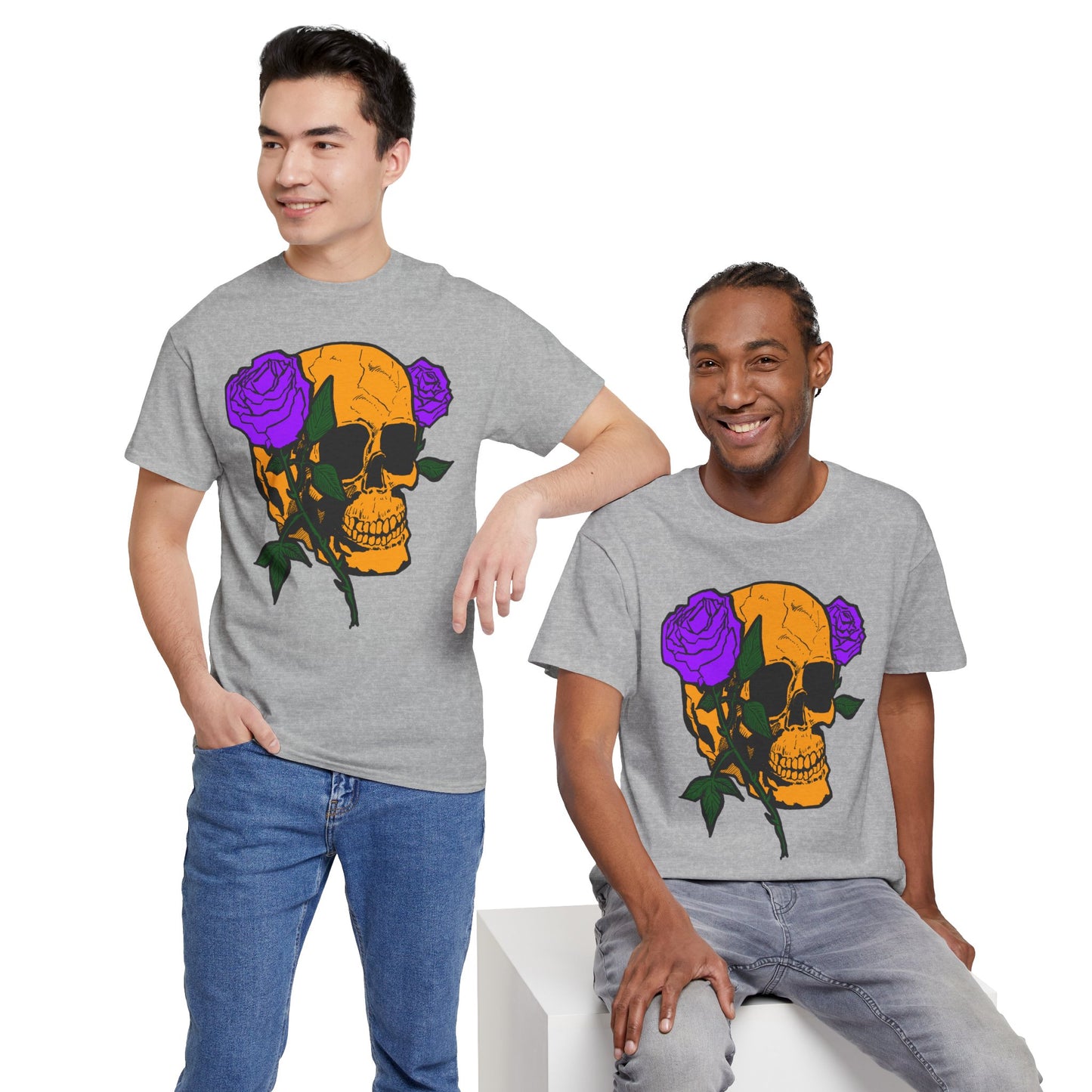 Skull and Roses Unisex Tee, Gothic Aesthetic Shirt, Vintage Graphic T-Shirt, Streetwear Essentials, Edgy Casual Wear