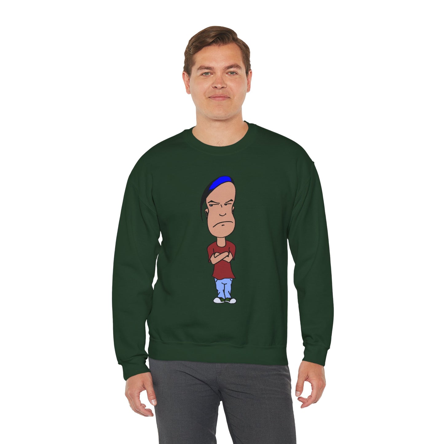 Smug Cartoon Graphic Crewneck Sweatshirt for Casual Style