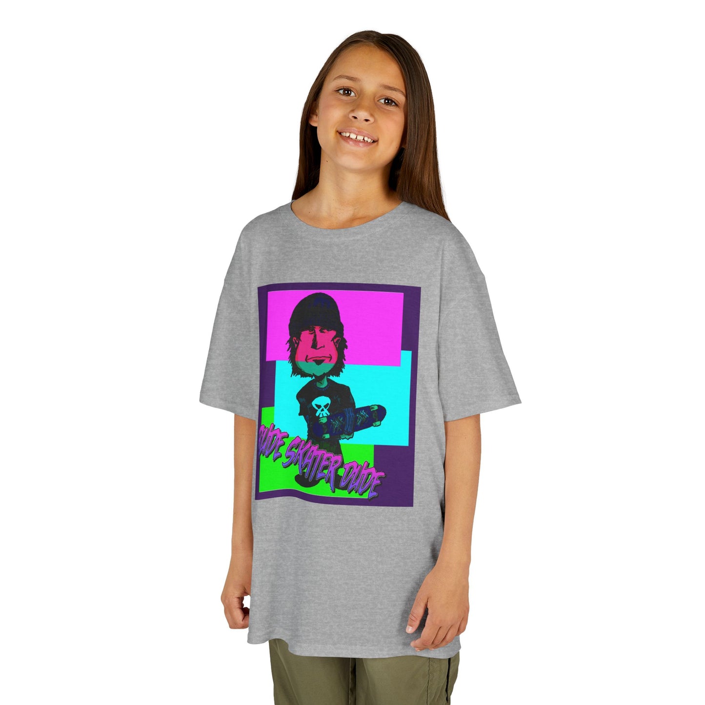 Kids Tee — Retro Neon Rude Skater Dude Kid Graphic T-Shirt