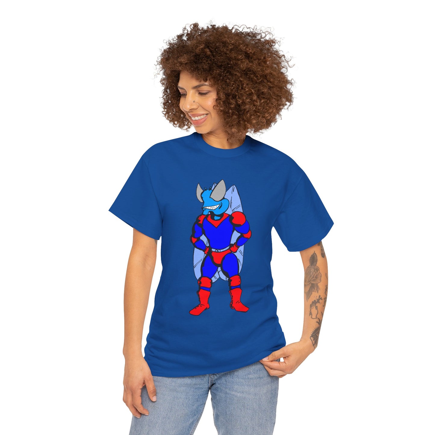 Astro-Fly Hero Graphic Tee - Blue & Red Superhero T-Shirt
