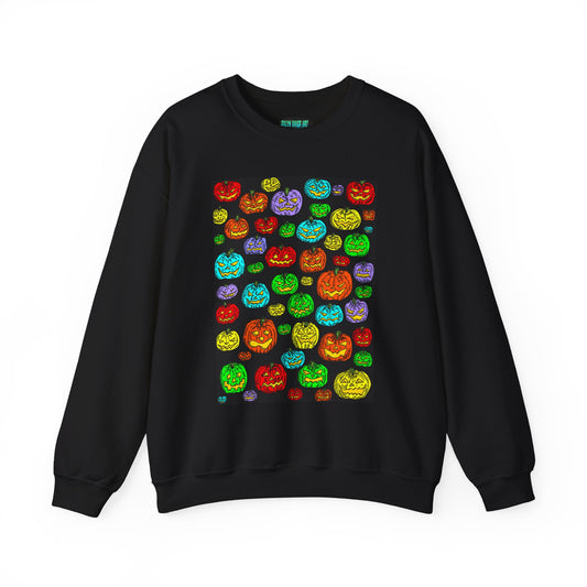 Halloween Colorful Pumpkin Graphic Crewneck Sweatshirt