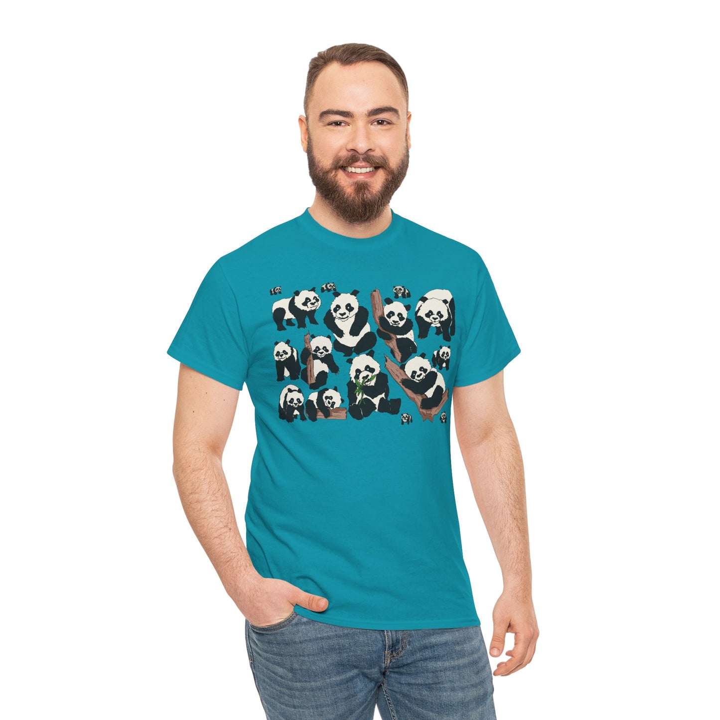 Cute Panda Design Unisex Heavy Cotton Tee | Animal Lover Gift, Casual Wear, Eco-Friendly Apparel, Nature Enthusiast Clothing