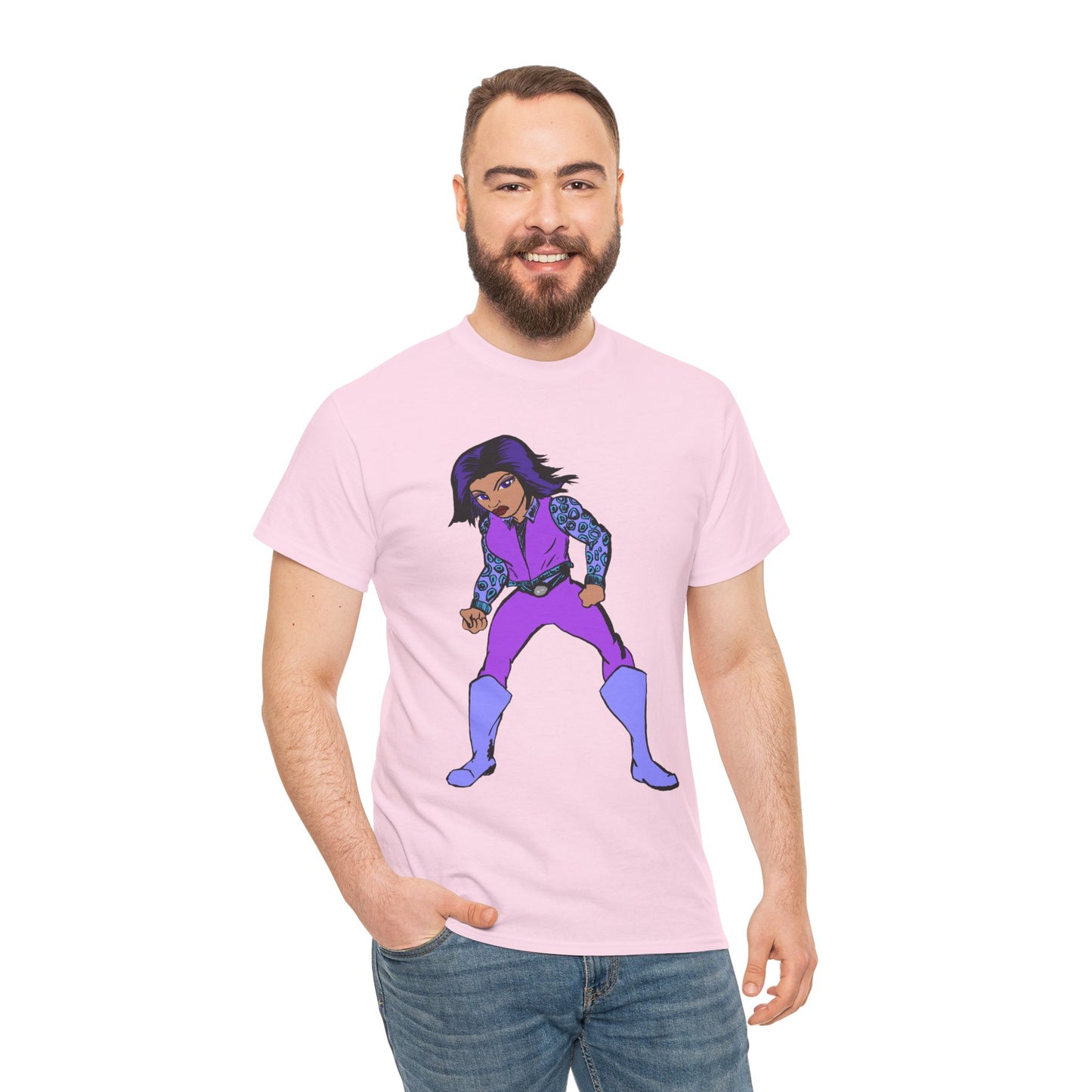 Retro Cartoon Hero Woman Character Unisex Heavy Cotton Tee, Vintage Graphic Tee, Fun T-Shirt, Gift for Fans, Casual Wear, Everyday Tee