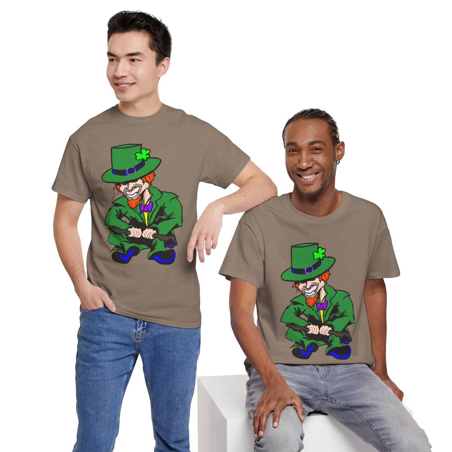 Funny Mischievious Leprechaun Saint Patrick's Day Unisex Heavy Cotton Tee - Leprechaun Design