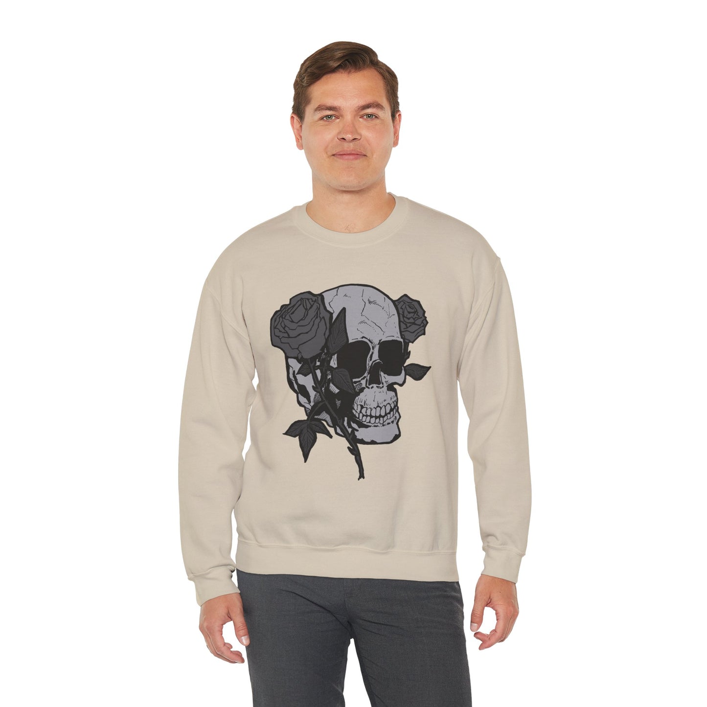 Skull and Roses Crewneck Sweatshirt - Unisex Heavy Blend™